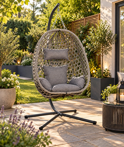 Rattan hanging egg chair - hanging,
