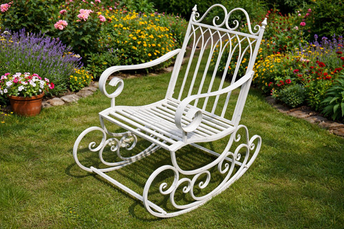 Antique cream metal rocking - antique,