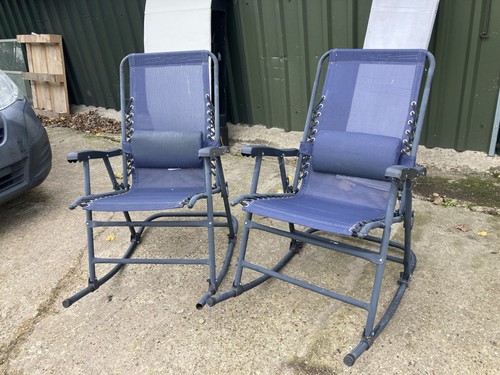 Blue rocking garden armchair - garden,
