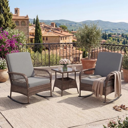 3pc garden rocking table chair - table,